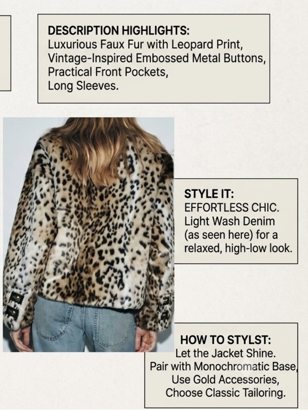 ZW Collection Leopard Print Faux Fur & Leather Jacket - Picture 6 of 6